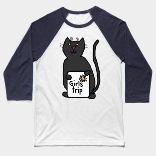 Cute Cat goes on Girls Trip Baseball T-Shirt